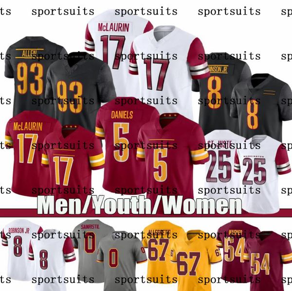 # 17 Terry McLaurin Commanders Jerseys #5 Jayden Daniels Brian Robinson Jr. Luke McCaffrey Nick Allegretti #25 St-Juste #93 Jonathan Allen #0 Sainristil Football JerseyS
