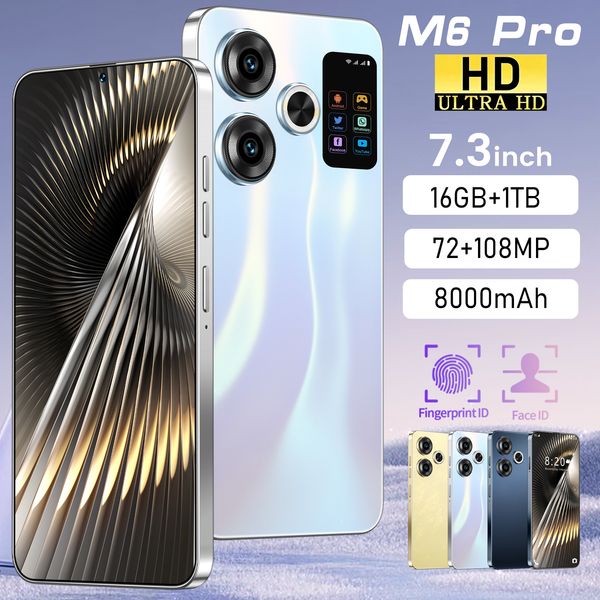 New Original M6 PRO 16GB+1TB 5G Smartphone 7.3-inch Large Screen 8000mAh 10 Core Processor Dual Card Dual Standby Facial Recognition Fingerprint Unlocking Smartphone