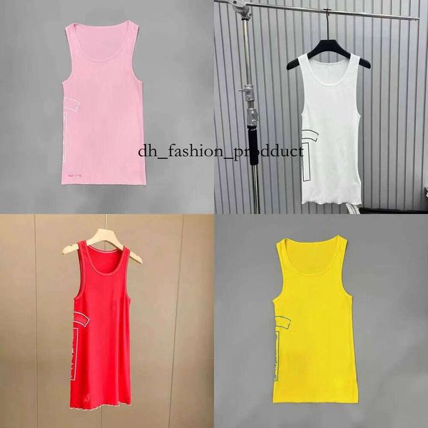 

Chrome vest designer vest Womens Tank Top Summer Embroidery Breathable Slim Sleeveless Camis Croptop Outwear Elastic Sports Knitted Tanks chrome tank 38d 222, Red