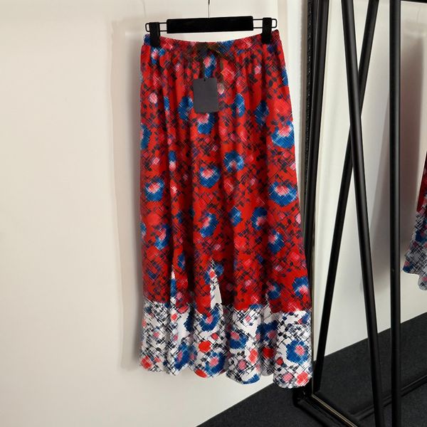 Designer Floral Print Long Skirt for Women with Short Sleeves and Wide Hem in Bright Colors for Outings and Photoshoots