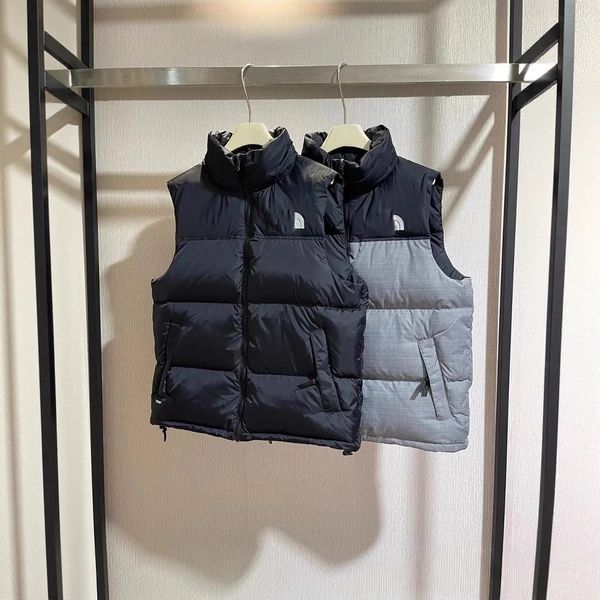 

Deisgner Men's Vests Checkered down vest embroidered winter warm vest men's and women's same style, Blue