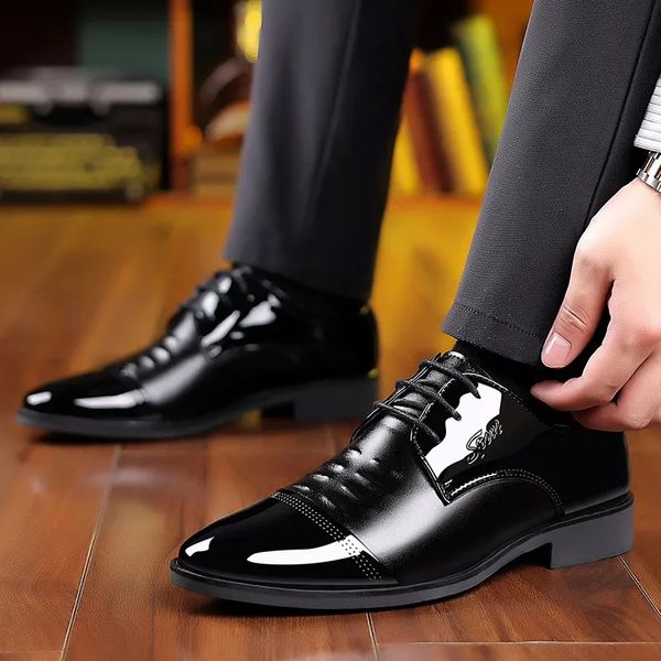 Men Dress Shoes Patent Leather Oxford Shoes Male Formal Big Size 38-48 Handsome Men Pointed Toe for Wedding 250703