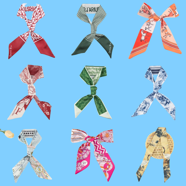 

letter Silk scarf wholesale, tie bag with bow, long strip, versatile flowing ribbon hair accessory, hair band, female ribbon hair decoration