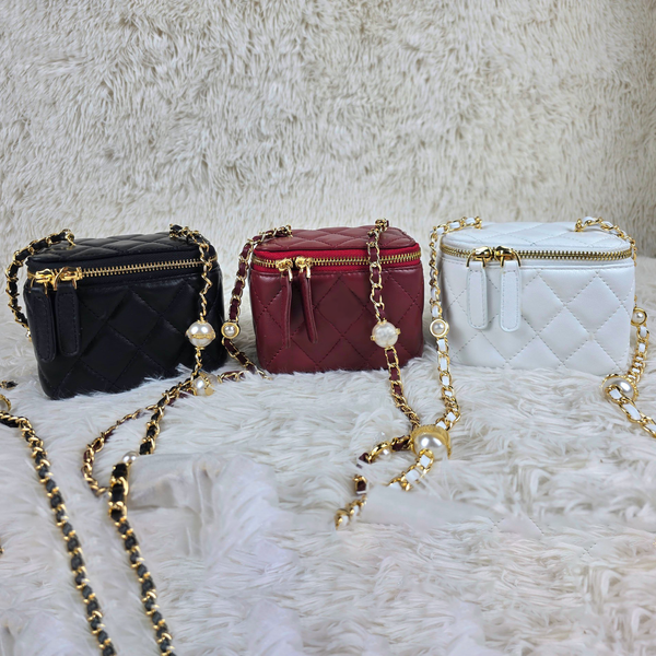 

Crossbody Designer Bags Designer Luxury Handbags Cross Body Bag Designer Makeup Bag Genuine Leather Gold Pearl ChainHand Bag Womens Handbag Shoulder Bags, Red 12cm