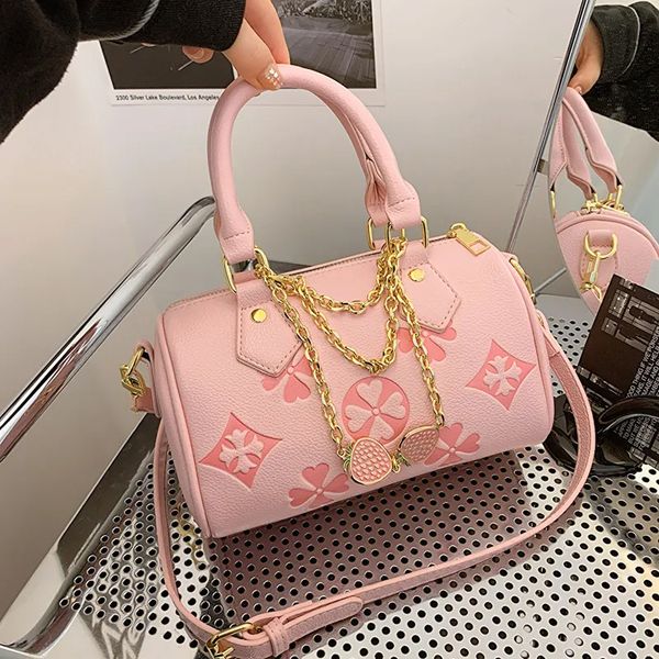

designer bag Printed handbag, Boston bag, new fashionable and versatile women's crossbody bag, high-end pillow bag, Pink#