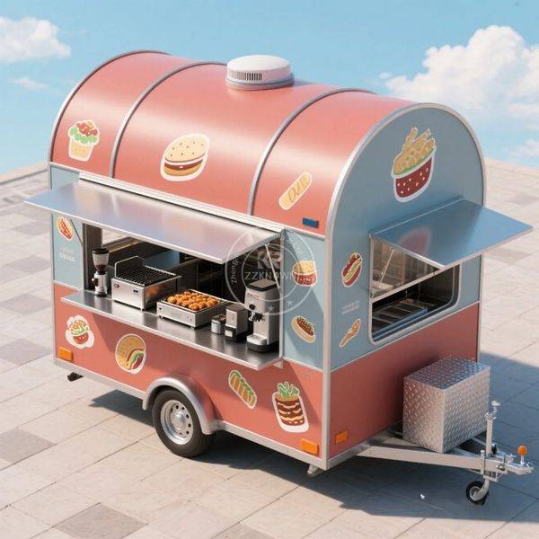

Portable Mobile Food Truck Hot Dog Coffee Ice Cream Vending Cart Restaurant Mobile Fast Food Trailer