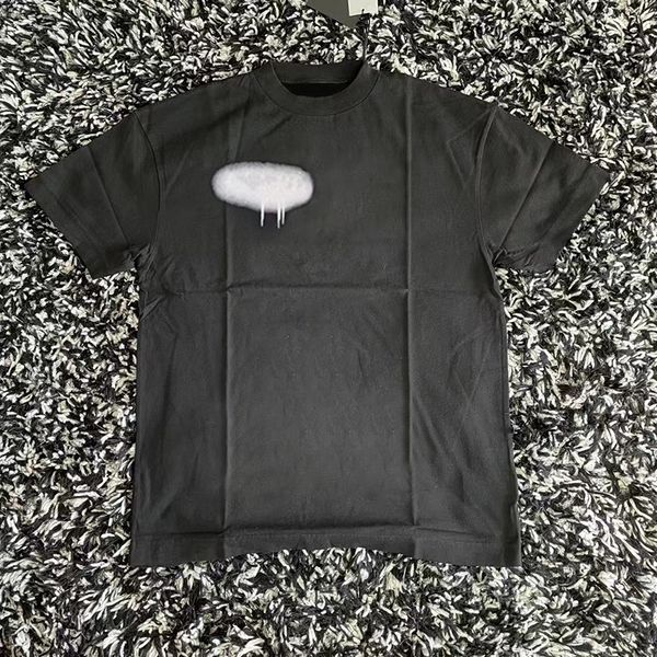 

25ss city spray paint dissolve graffiti letters round neck cotton loose hundred men and women with the same casual short-sleeved T-shirt, #01 black white