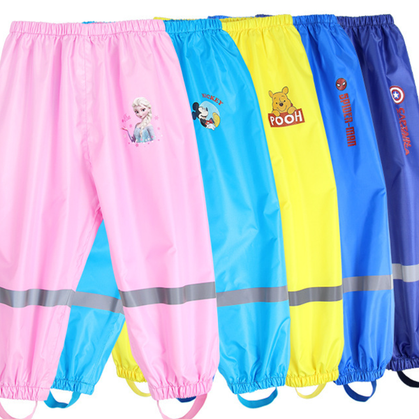 

unisex waterproof trousers Oxford cloth rain safety reflective strip design cartoon printed children's pants comfortable a.., White