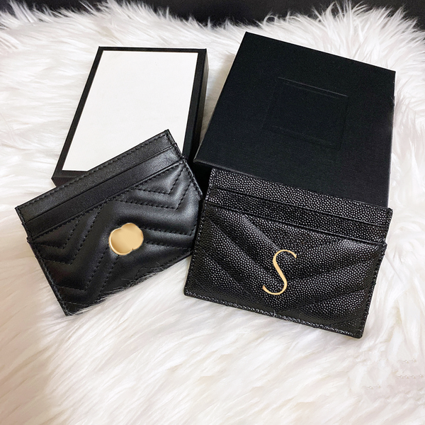 

Luxury Designer wallet Credit ID Card Holders purse Luxury Sheepskin Leather caviar Wallets Bags Plaid Case for Men Women's Fashion Mini Card Cardholder wholesale, C-black gold buckle