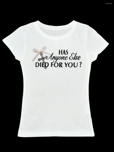 

Men' T Shirts Print Women Baby Tee Streetwear Vintage Girlish Letter Short Sleeve Crop Summer Punk Casual Basic Goth White Slim T-Shirt, Apricot