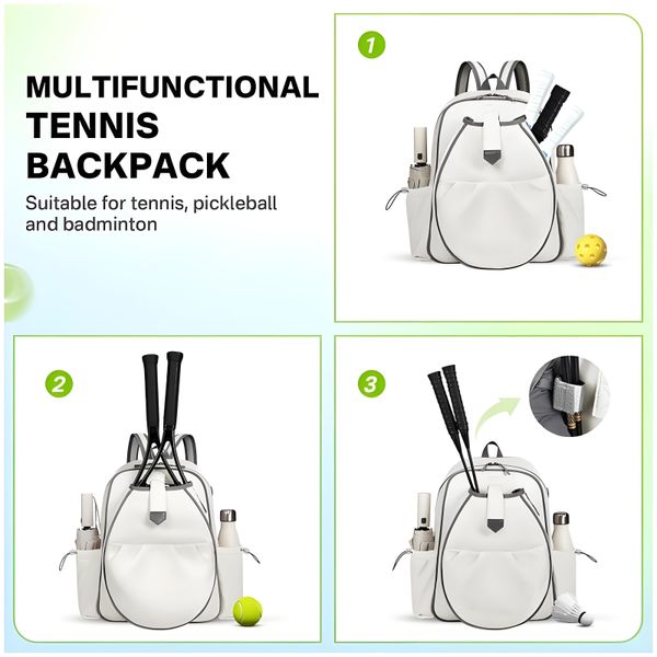 

New Women's Tennis Bag,Waterproof Backpack,with Hold 2 Rackets for Badminton Rackets/Tennis Rackets/Pickleball Rackets,Multiple colors to choose from