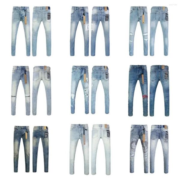 

Men's Jeans Cross Men Fashion Trend Retro Light Blue Paint Low Rise Stretch Skinny Ripped Frayed Trousers Brandpants, Picture 14