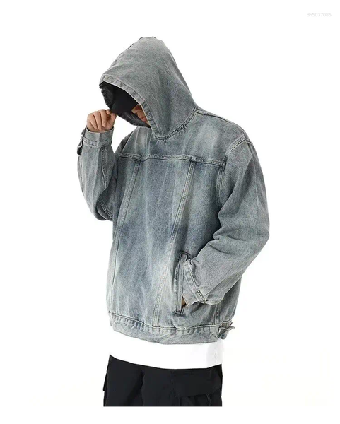 

Men's Hoodies American Denim Jacket Hooded Pullover Sweatshirt For Men Women Trendy Couple's Clothing Oversized Hoodie Harajuku Gothic, Blue