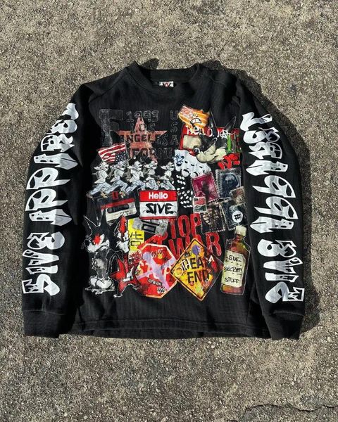 

Men's Hoodies Multi-Graphic Printed Long Sleeve T-Shirt American Vintage Harajuku Style Hip Hop, A2