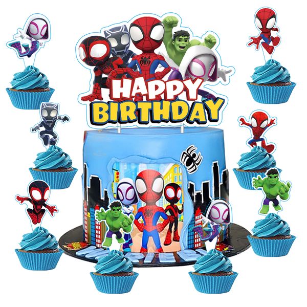 25pcs Spidey And His Amazing Friends Cake Topper、Cupcake Toppers, Spidey And His Amazing Friends Birthday Decorations，Spider Man