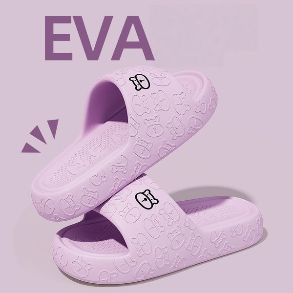 

unisex antislip bathroom slippers with cute little bear design indoor home footwear for summer, Black