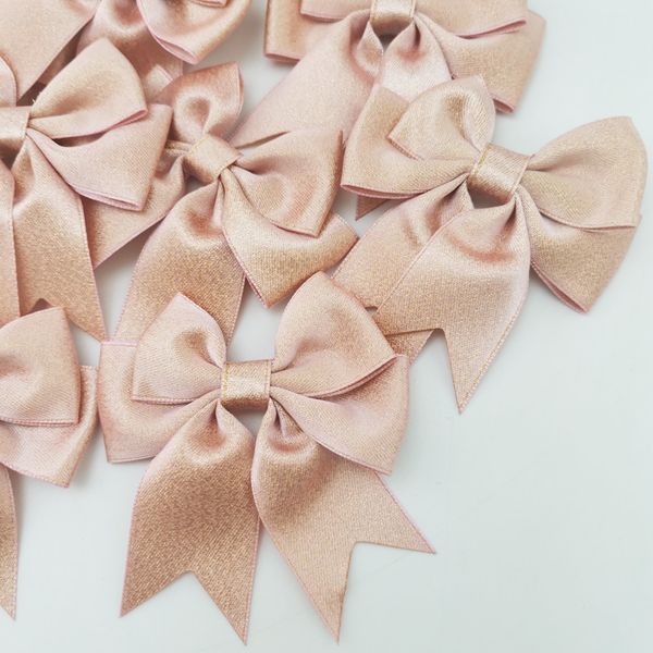 (15pcs/pack) 7cm Pink Gold Dust Ribbon Bow Handmade Crafts DIY Decoration Wedding Party Supplies For Gift Wrapping Bows