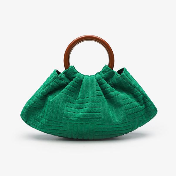 

Ladies' handbag pleated popular cloud bag dinner bag solid wood cute hand-held women's bag, A2
