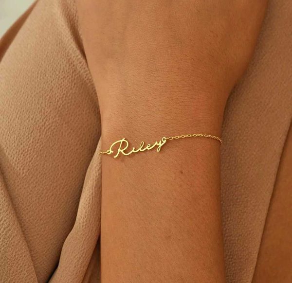 Personalized Name Bracelet Women Girl Jewelry Stainless Steel Gold Color Custom Nameplate Bracelet for Women W250709