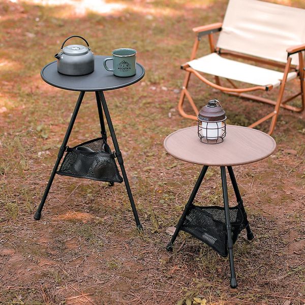 Folding Small Round Table With Tripod Base Portable lightweight Camp BBQ Grill Table Outdoor Picnic Fishing Table Coffee Table