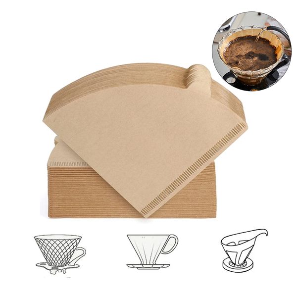 Disposable Wooden Coffee Filter Paper Cone Shaped For V60 Dripper Coffee Filters Cup Drip Coffee Accessories Barista Tool