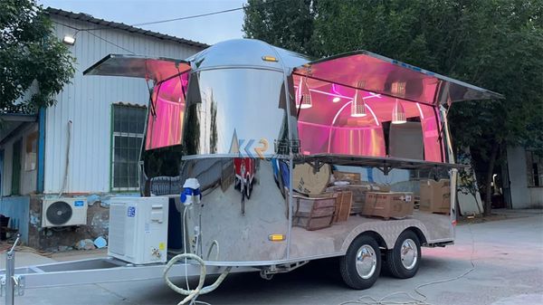 

Food Truck Mobile Kitchen Fully Equipped Coffee Trailer Ice Cream Hot Dog Cart with Wheels Concession Food Trailer
