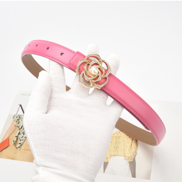 

Round-buttoned hollowed-out leather belt for denim pants, decorative belt for waist, versatile genuine leather women's smooth-buttoned waistband, 2-4-95cm
