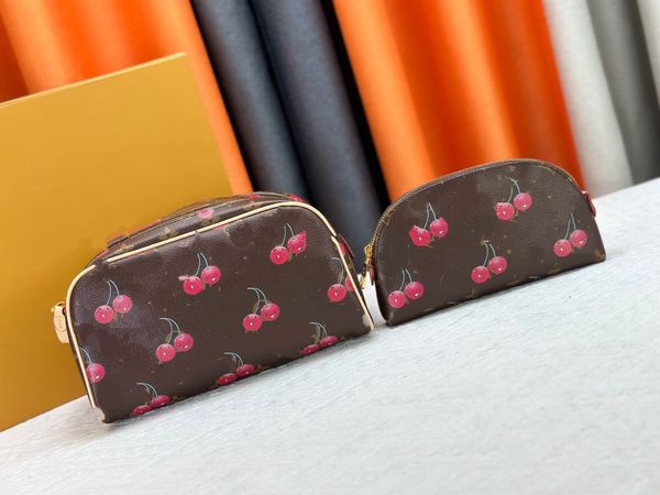 

Dopp Cosmetic With Cherry Print Women S Designers Bags Totes Handbag Wallets 45678218 Messenger Purse Card Holder Pouch Travel Outdoors 28Cm Two-Piece Set, Brown