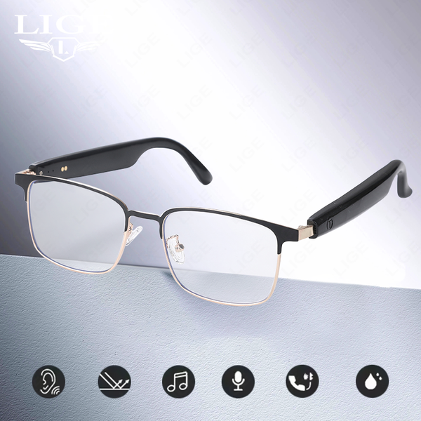 

LIGE Smart glasses, polarized Bluetooth sunglasses with built-in microphones and speakers, open ears, voice assistants, UV-resistant audio sunglass