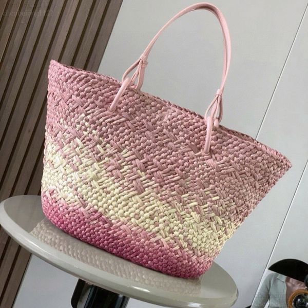 

99A exclusive design for top designers. Leather and straw woven crossbody bag. High-grade pure steel hardware adds an elegant touch. Must-have for summer outfits., Six
