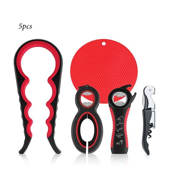 Jar Opener for Multifunctional 6-in-1 Bottle Opener Jar Lids Opener, 4-in-1 Jar Opener and Non Slip Lids Opener Gripper