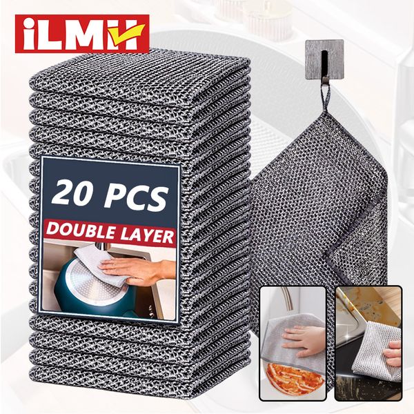 Magic Cleaning Cloth Multipurpose Wire Miracle Cleaning Cloth Innovative Dishwashing Net Hand Towel for Kitchen Dishwashing Grid