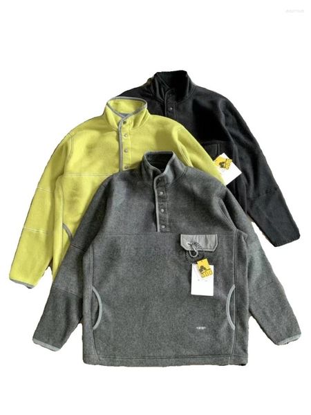 

Men's Hoodies Wander23 Wool Blend Hoodie Jaet Mixed Fiber Stand Collar Overhead Sweatirt Outerwear Japanese Sle Youth Casual Faion, Black