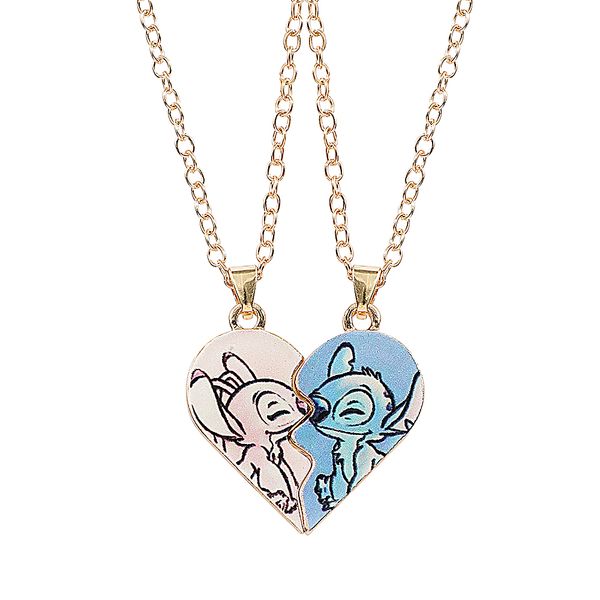 Cospay-Angel Stitch Necklace for Couples, Heart Pendant, Friendship, Matching Gifts for Best Friends, Unisex Jewelry