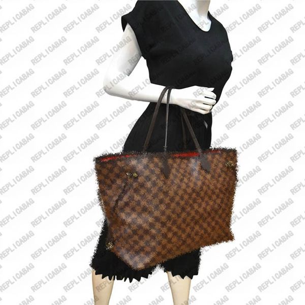 

Totes Designer Bag Luxury Genuine Leather Print Women Handbag High Quality Shoulder Bag Fashion Classic Ladies Large Capacity Bag 32CM Popular in Europe and America, 8-white lattice+apricot lining