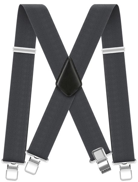 CLASSIC Mens Heavy-Duty Suspender 2-Inch Wide, Sturdy Clips, X-Back, Adjustable Elastic Work Suspenders