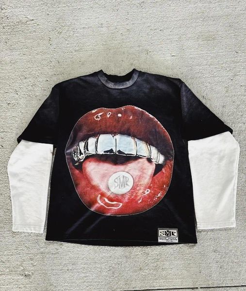 

Men's Hoodies Hip Hop High Street Vintage Print Long Sleeve Hoodie Men Fall Gothic Streetwear Harajuku Trend Oversized Sweatshirt, A1