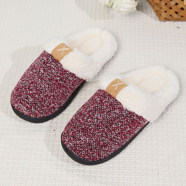 

warm comfortable thicker soles wool slippers nonslip cotton housewear ideal for cold seasons, Red