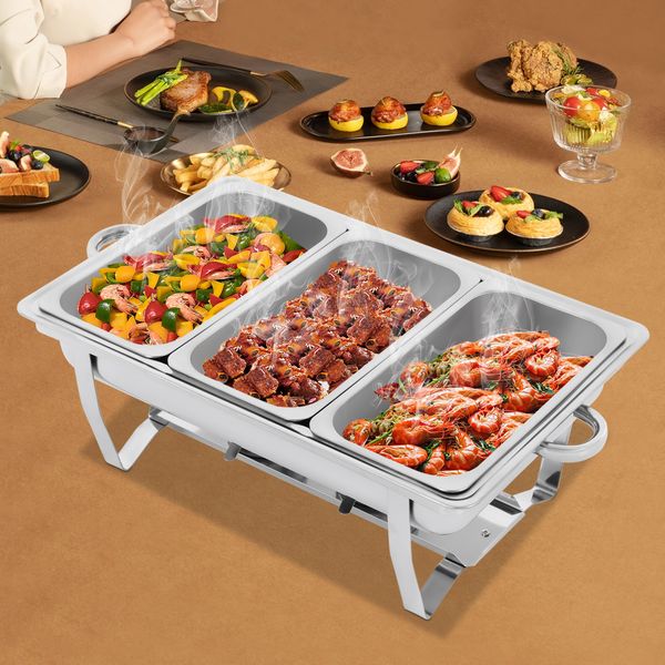 Chafing Dish Buffet Set, Rectangular Catering Chafer Warmer Set, Buffet Dishes Warming Set for Restaurants, Buffets, Hotels