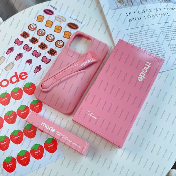 RHODE iphone case iphone16pro max Silicone Phone Case for iPhone 16 15 14 13 12 11 Pro Plus Lipstick Holder Stand Soft Silicone Toast Espresso Box Cover with Sticker 5A