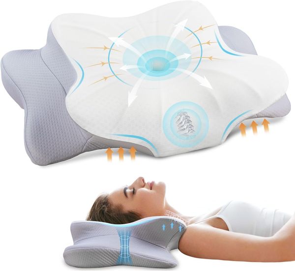 Cervical Pillow for Neck and Shoulder Ergonomic Memory Foam Pillows Sleeping Neck Support Pillow for Side Back Stomach Sleepers