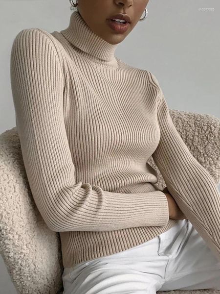 

Women's Sweaters Women Fall Turtleneck Sweater Knitted Soft Pullovers Cashmere Jumpers Basic For 2025 Autumn Winter, Navy blue