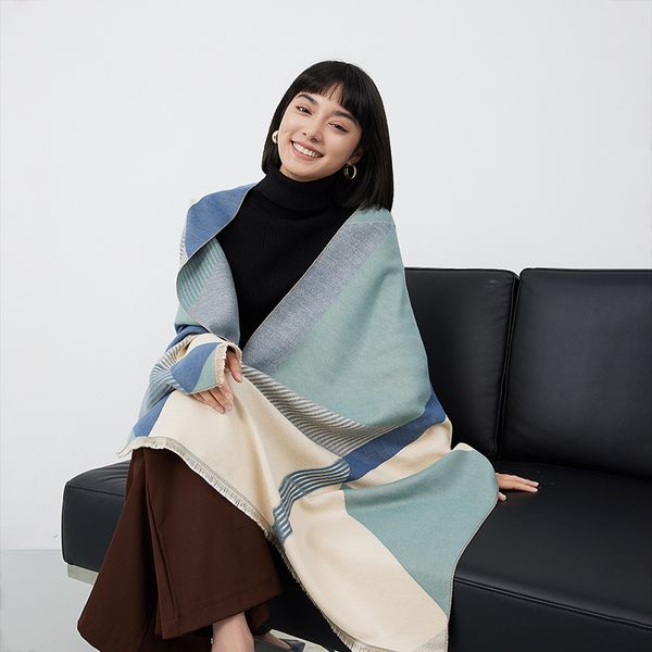 

Korean-style multi-color imitation cashmere scarf for summer use in air-conditioned rooms, a warm blanket for students, thick and durable neck scarf