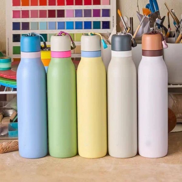 Wholesale 2025 New Sports Water Bottle Macaron 304 Stainless Steel Insulated Cup with Straw for Sport and Travel BPA-Free 18oz/20oz Outdoor Portable Handle Travel Cup