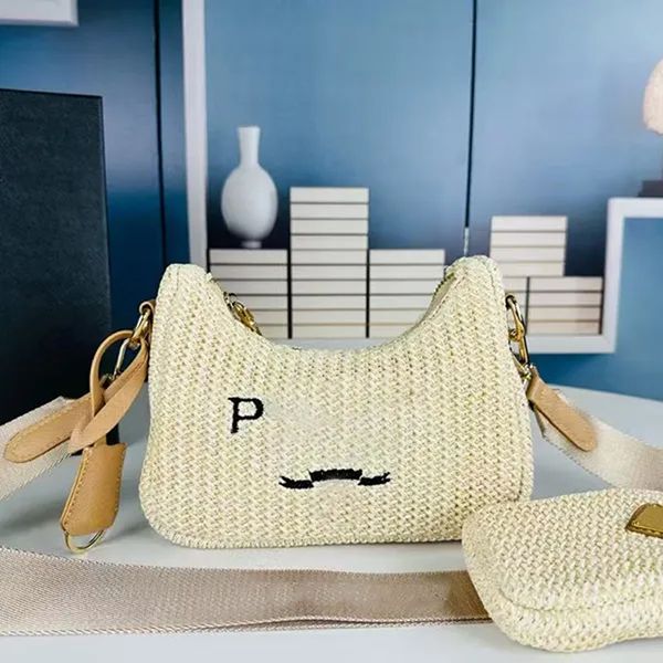 

Designer Bag Women Beach Straw Bag woven Nylon Shoulder Bag Hobos Fashion Handbag Luxury Wallet tote bag beach bag, P10-25cm