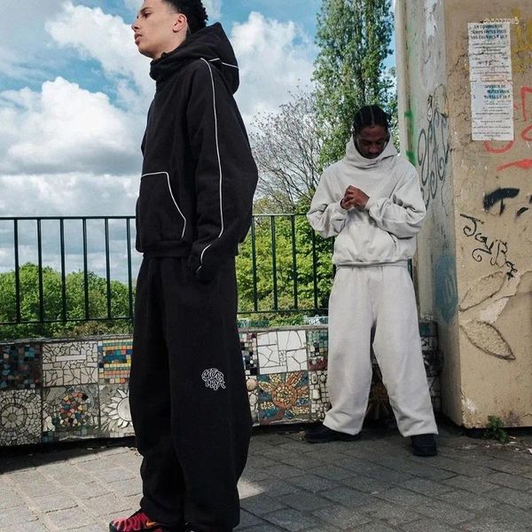 

Men' Hoodies American Line Letter Embroidered Hoodie Street Hip-hop Style Long Sleeve Autumn And Winter Hooded Pullover Sweatshirt Trend, A7