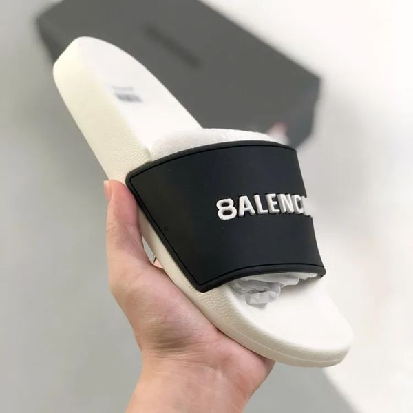 

designer Sandals slippers slides men's classic letters black white black and white color matching women's and men's slippers 001, Ba-11 black+fluorescent green label