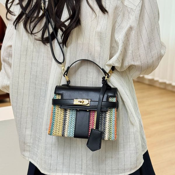 

Designer Bag Luxury Bag Shoulder Bag New Straw Women S Box Fashion Handbag Dinner Shoulder Crossbody Hot, Black#