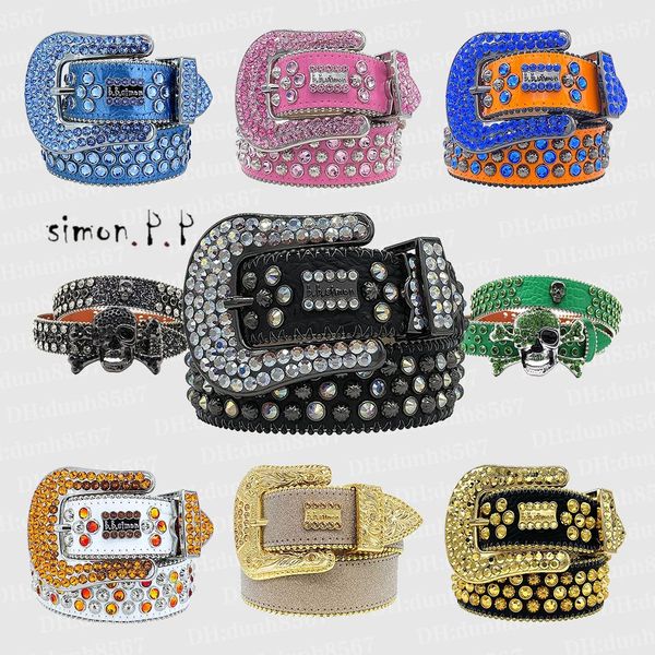 

Best Classic Bb Simon belt designer Y2K belt women's hip hop crystal diamond belt men's fashion trend rhinestone belt shiny PU belt jeans belt 43 colors personality wear, Black