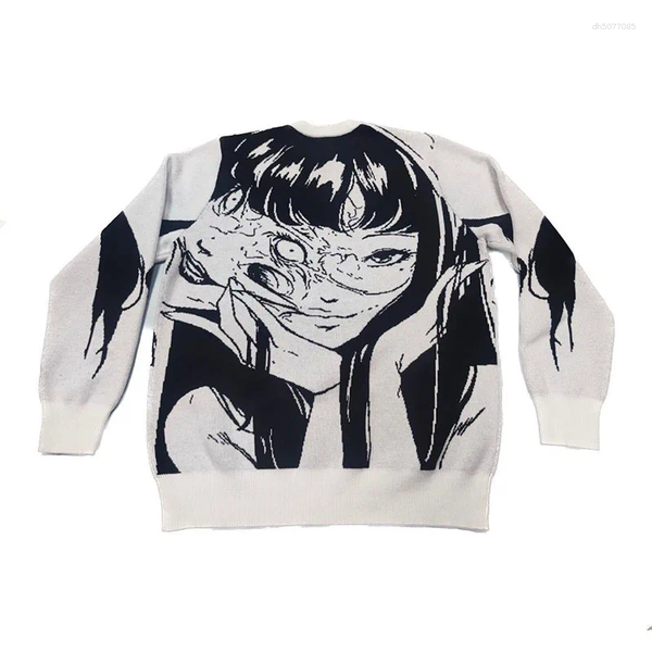 

Men's Sweaters Cross Border Fashion Brand For Men And Women Autumn Winter Round Neck Anime Characters Couples Loose Knit Sweate, Black